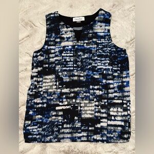 Calvin Klein Silver Plate V Neck Patterned Blouse